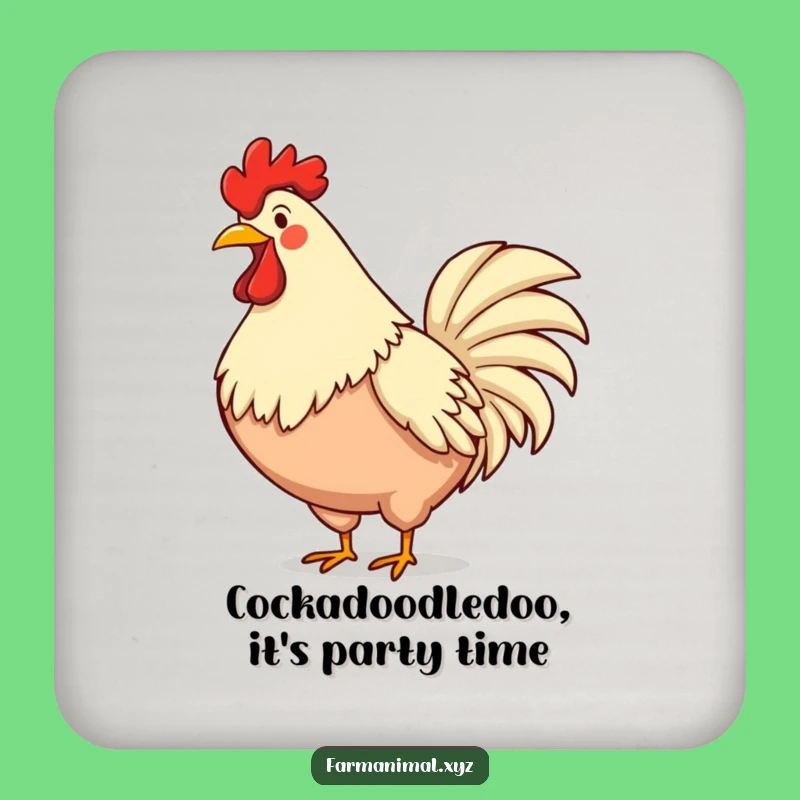 Funny Rooster Drink Coaster - Protect Surfaces with Crowing Art, Gift