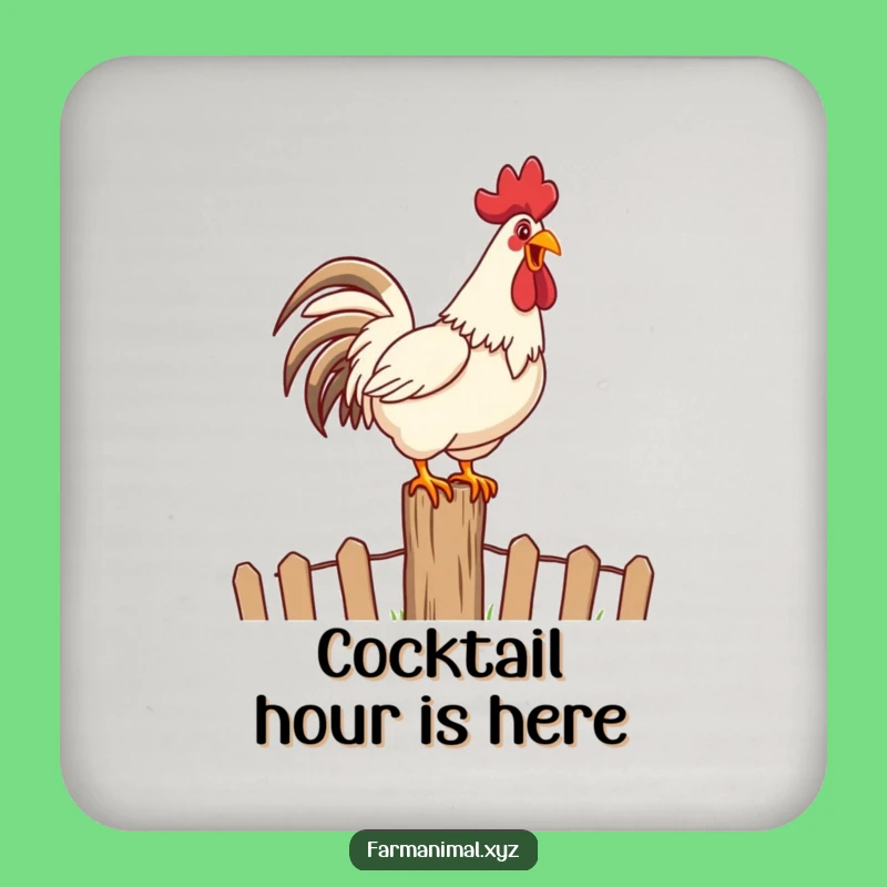 Funny Rooster Crowing Coaster: Protect Surfaces with Morning Cheer