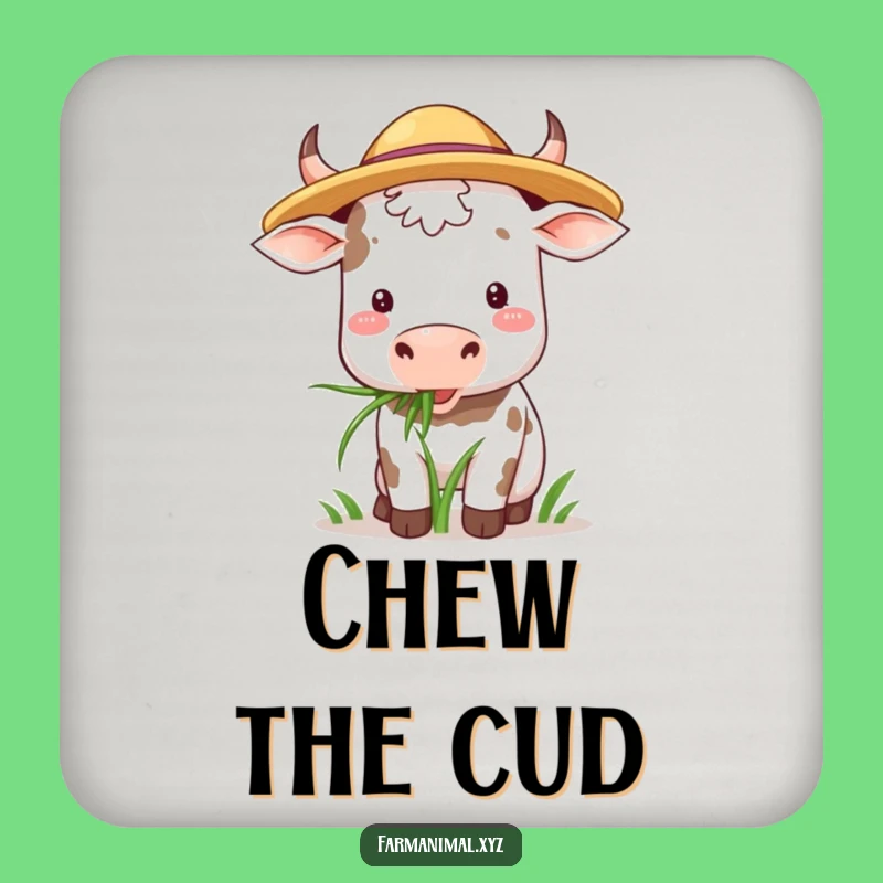 Funny Cow Hat Drink Coaster: Grazing Bovine Set for Tables Gift