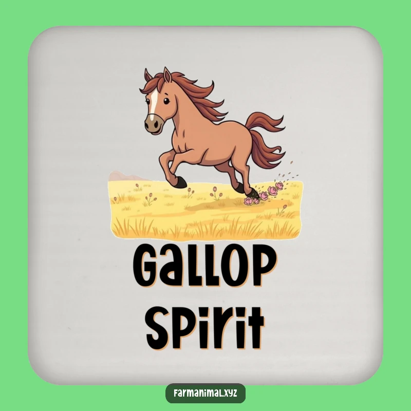 Funny Determined Horse Galloping Coaster: Equestrian Surface Protection Gift