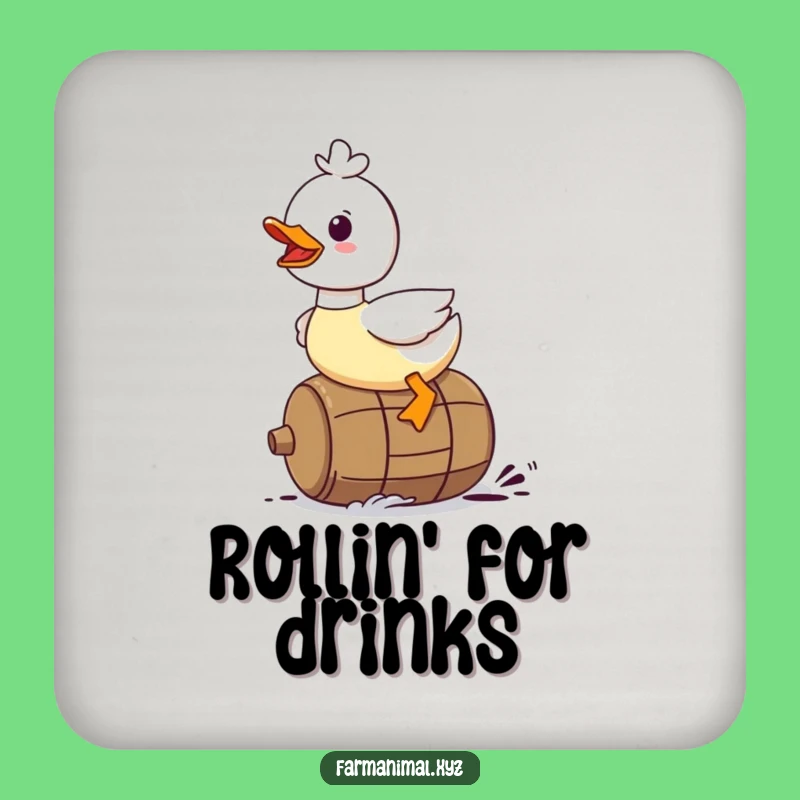 Funny Duck Coaster - Rolling Barrel Protection, Quacking Humor, Perfect Funny Gift