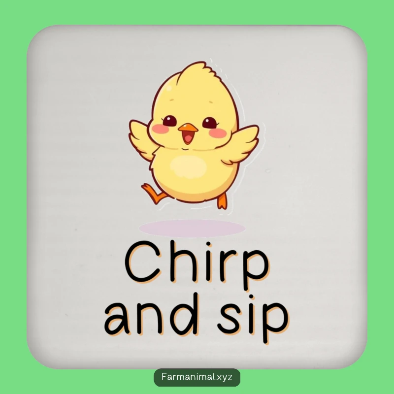 Funny Fluffy Chick Drink Coasters: Excitable Hopper, Cute Funny Gift Set