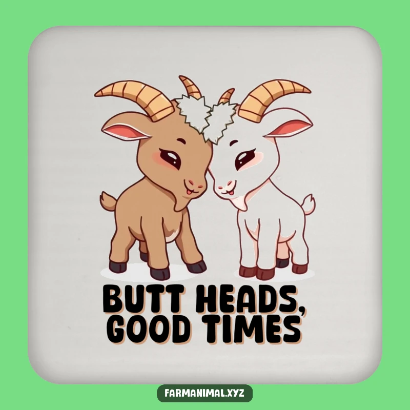 Funny Goat Headbutt Coaster, Playful Drink Accessory, Adorable Funny Gift