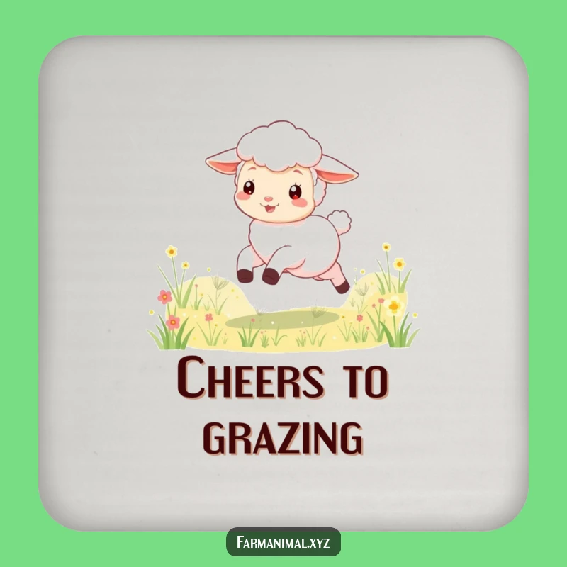 Funny Lamb Skipping Drink Coasters: Protect Surfaces with Meadow Whimsy