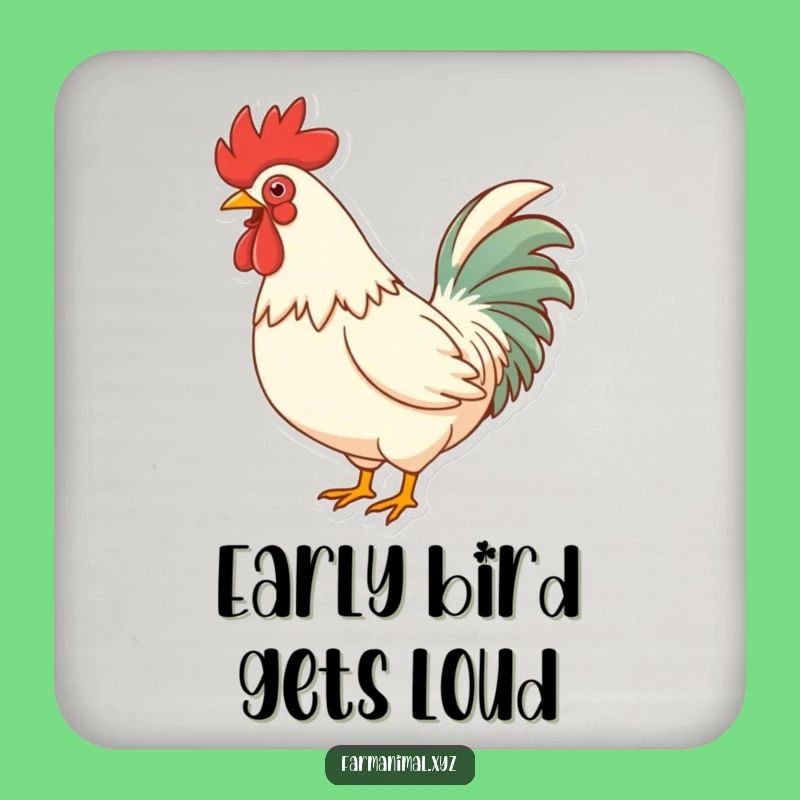 Funny Rooster Crowing Coaster - Protect Surfaces with Farmyard Humor