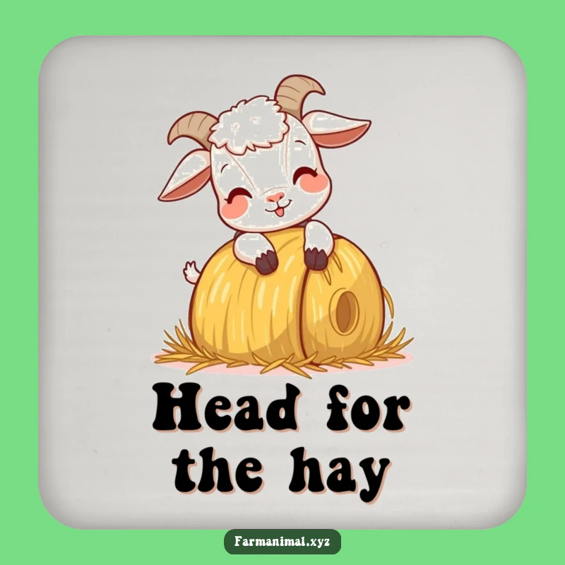 Funny Goat Headbutting Coaster - Protect Surfaces with Farmyard Fun