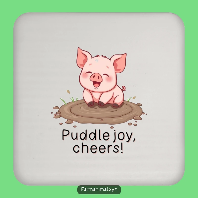 Funny Piglet Puddle Protector Coaster - Cute Farm Animal Drink Mat, Gift