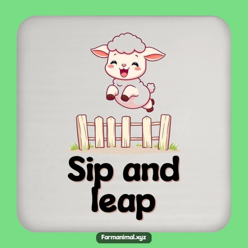 Funny Lamb Leaping Drink Coaster: Protect Surfaces with Farm Fun