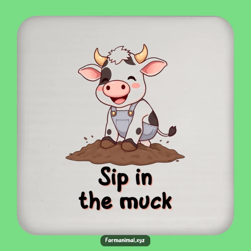 Funny Cow Mud Stomping Coaster Set - Table Protection Fun