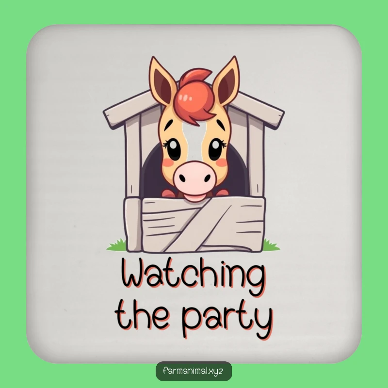 Funny Horse Coaster - Curious Horse Peeking, Protect Surface Gift!