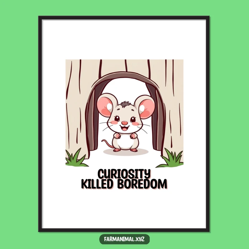 Funny Mouse Barn Poster Print - Hilarious Peek-a-Boo Wall Art Gift