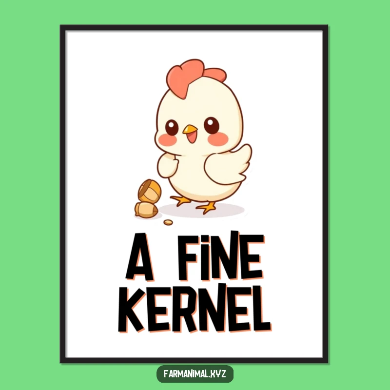 Funny Chicken Poster: Playful Pecking Kernel Art - A Humorous Farm Wall Decor Gift