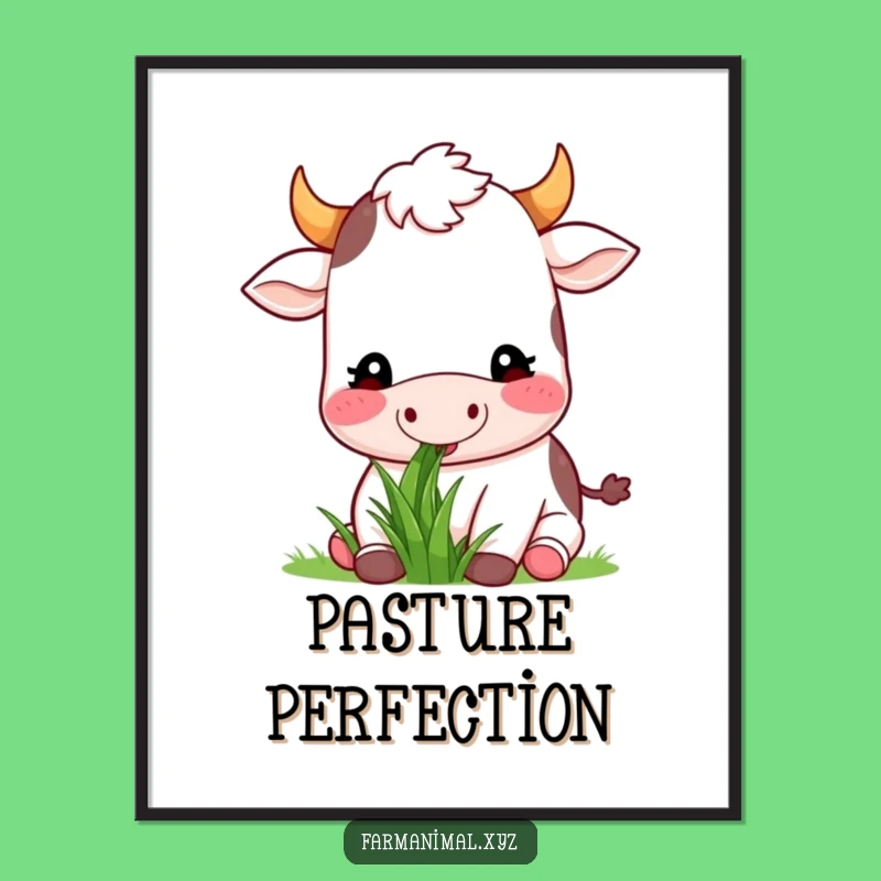 Funny Cow Munching Poster: Hilarious Farm Art for a Peaceful Home
