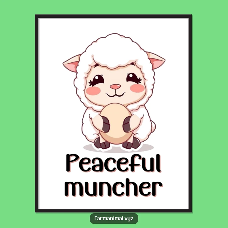 Funny Sheep Chewing Cud Poster - Peaceful Farm Animal Art