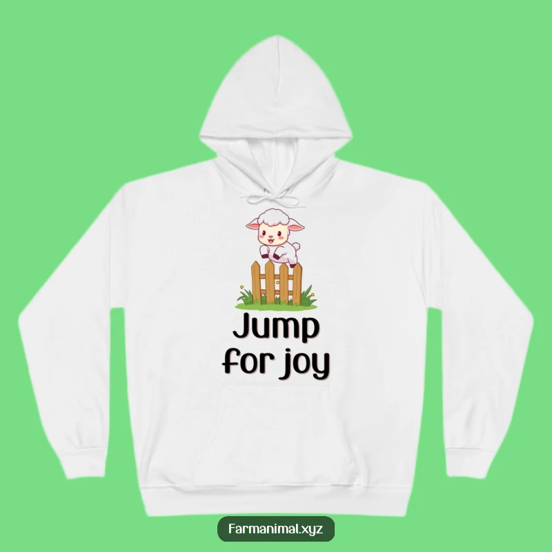 Cozy Funny Lamb Leaping Hoodie - Playful Farm Comfort