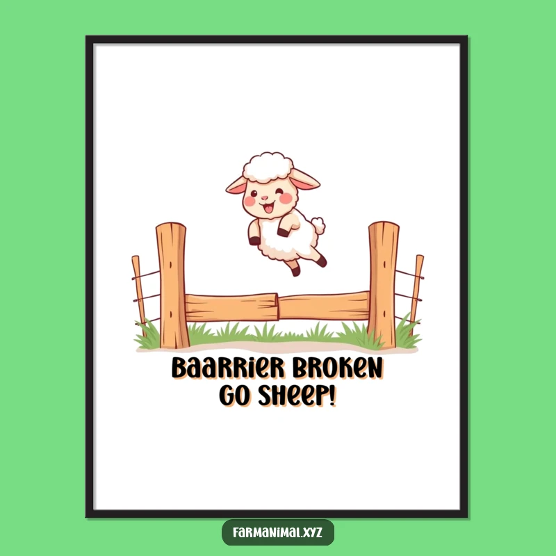 Free Printable Wall Art: Funny Jumping Sheep, Determined Downloadable Decor