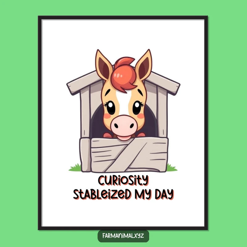 Free Printable Wall Art: Curious Horse Peeking, Funny Downloadable Decor