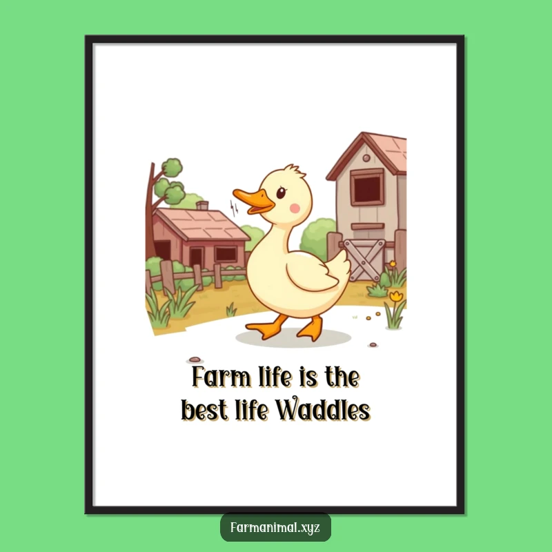 Funny Free Printable Wall Art: Joyful Duck Waddling on Farm - Downloadable Quirky Decor