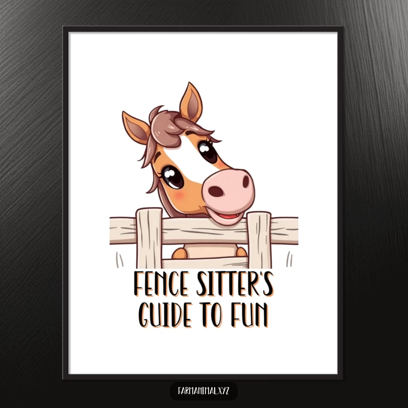 Funny Free Printable Wall Art of a curious horse with wide, inviting eyes peeking over a fence, adding charm to any room.