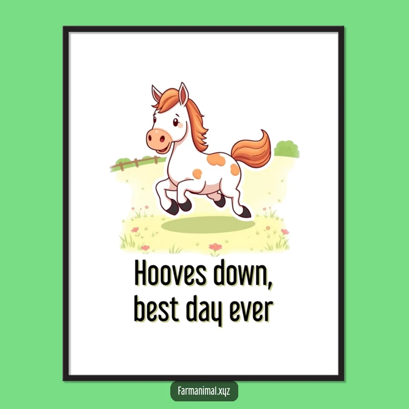 Funny Free Printable Wall Art: Happy Horse Kicks, Downloadable Pastoral Decor