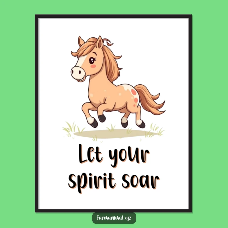 Free Printable Wall Art: Happy Galloping Horse, Flowing Mane, Majestic Decor Downloadable