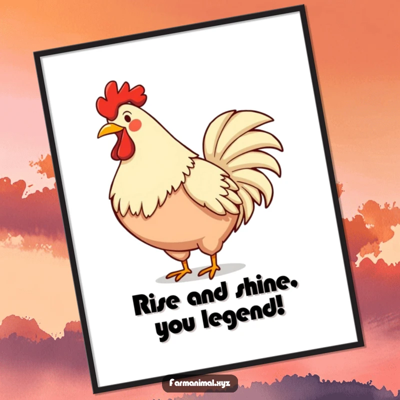 Funny Free Printable Wall Art: A rooster with puffed chest and loud crow, bringing bold, humorous energy to your home decor.