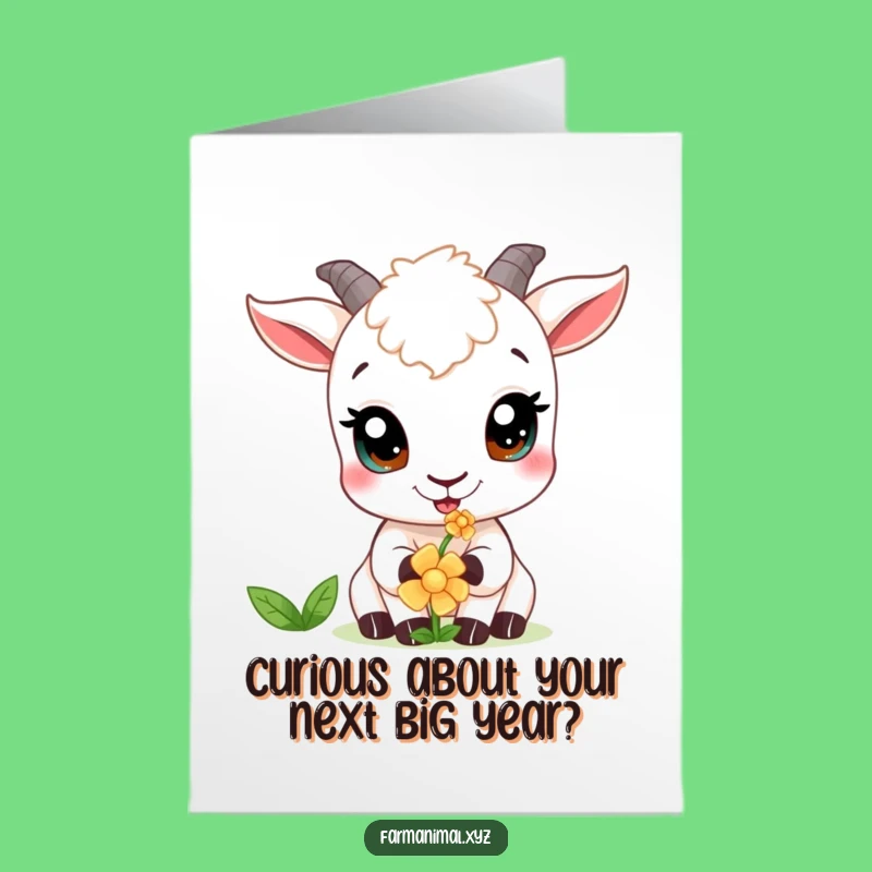 Free Printable Goat Birthday Card: Curious Nibble Funny Downloadable Card for a Whimsical Celebration