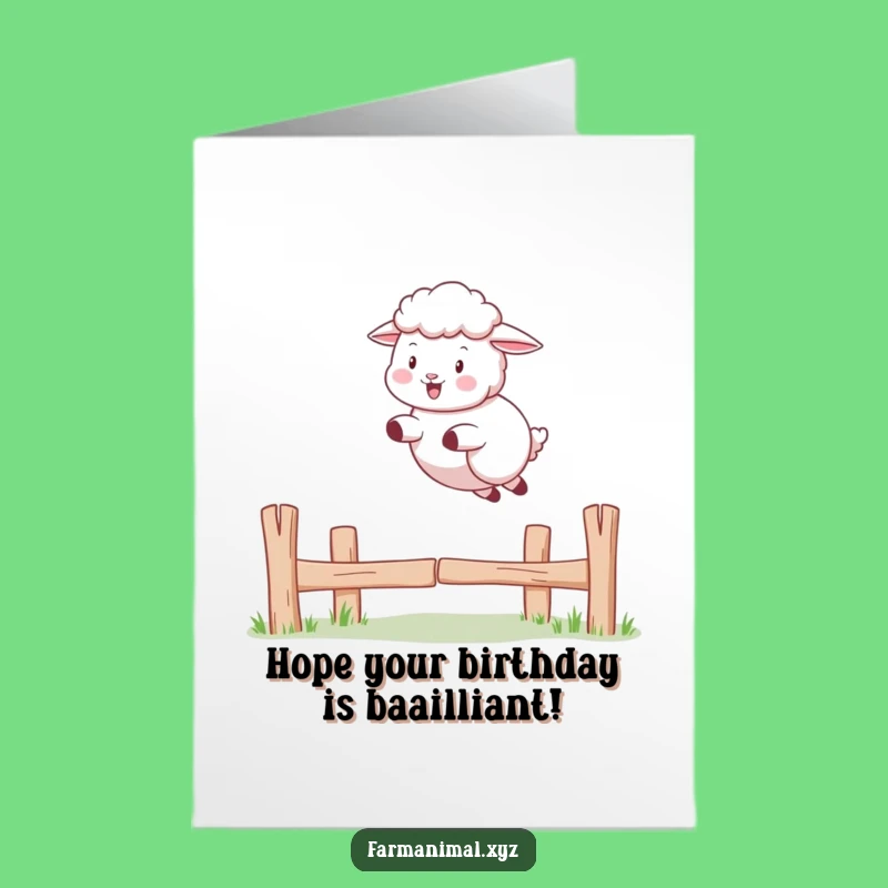 Free Printable Birthday Card: Jumping Sheep, Hilarious Downloadable Gift for Fun Celebrations