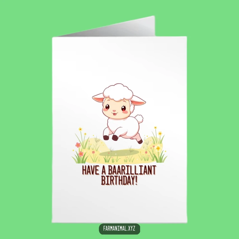 Free Printable Birthday Card: Playful Lamb Skipping, a Joyful Downloadable Gift