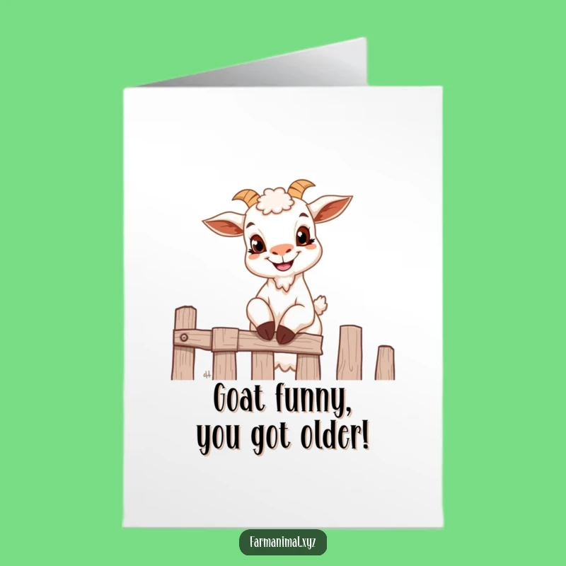 Free Printable Birthday Card Funny Goat Fence Climber - Downloadable Laugh Gift