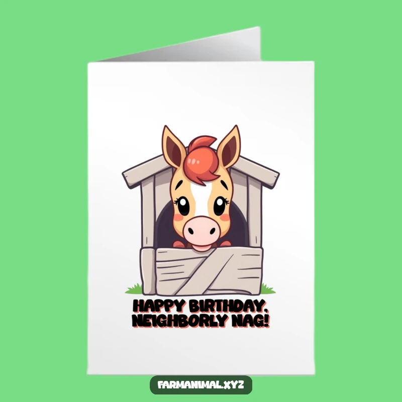 Free Printable Birthday Card: Curious Horse Peeking, Funny Downloadable Surprise Gift