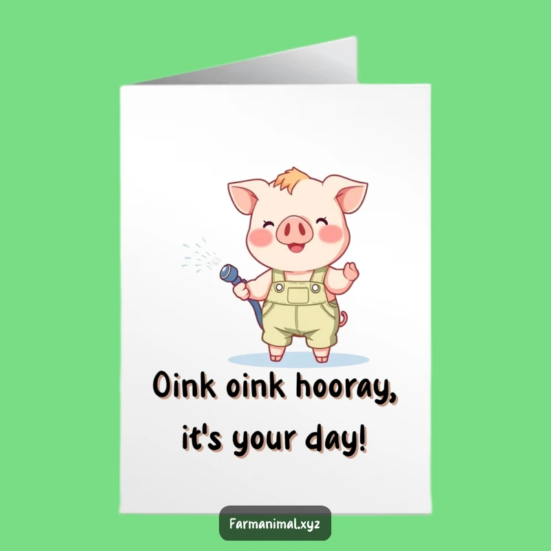 Free Printable Cheerful Piglet Birthday Card: Funny Downloadable Gift for Him or Her