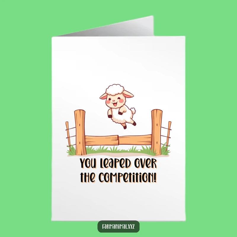 Free Printable Congrats Card: Determined Sheep Jump for a Funny Downloadable Gift