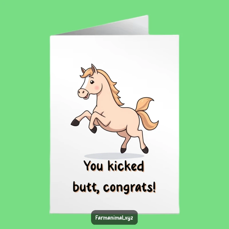 Free Printable Congrats Card: Playful Horse Gallop - Funny Downloadable