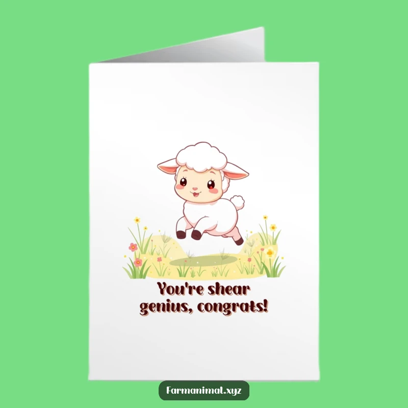 Free Printable Congrats Card: Playful Lamb Skipping, a Sweet Downloadable Gift