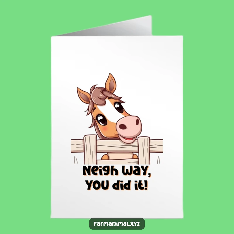 Free Printable Horse Congrats Card: Funny Curious Horse, Downloadable & Print at Home