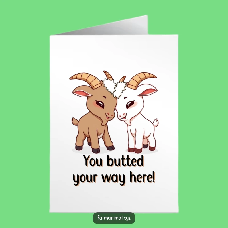 Free Printable Goat Card: Playful Goats Congratulations Greeting Downloadable Gift for Achievements