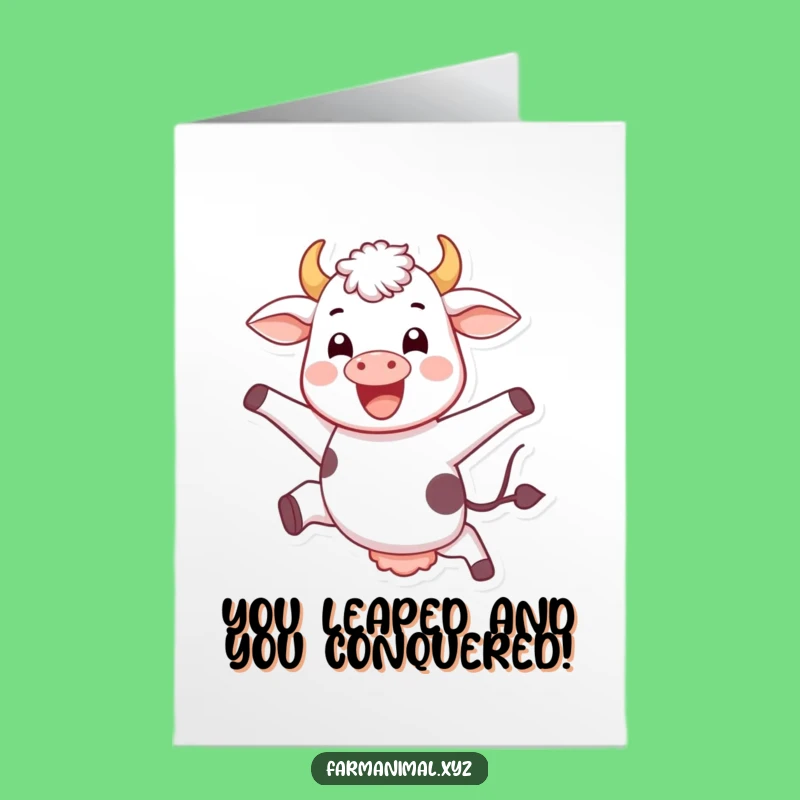 Free Printable Congrats Card: Jumping Cow Joy - Perfect Downloadable Gift!
