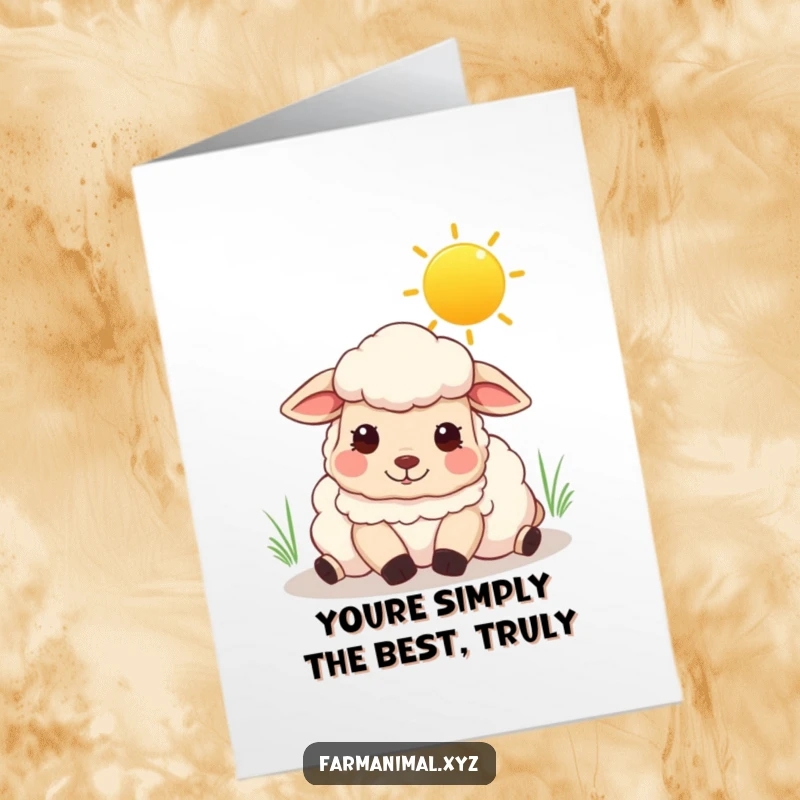 Funny Free Printable Sheep Congratulations Card: Content sheep resting under the sun, offering calm and peaceful congratulations.