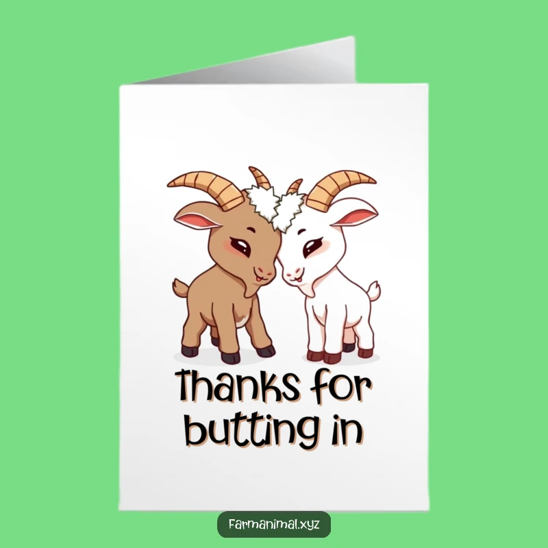 Free Printable Thank You Card: Funny Goats Expressing Gratitude Downloadable Gift You Can Print