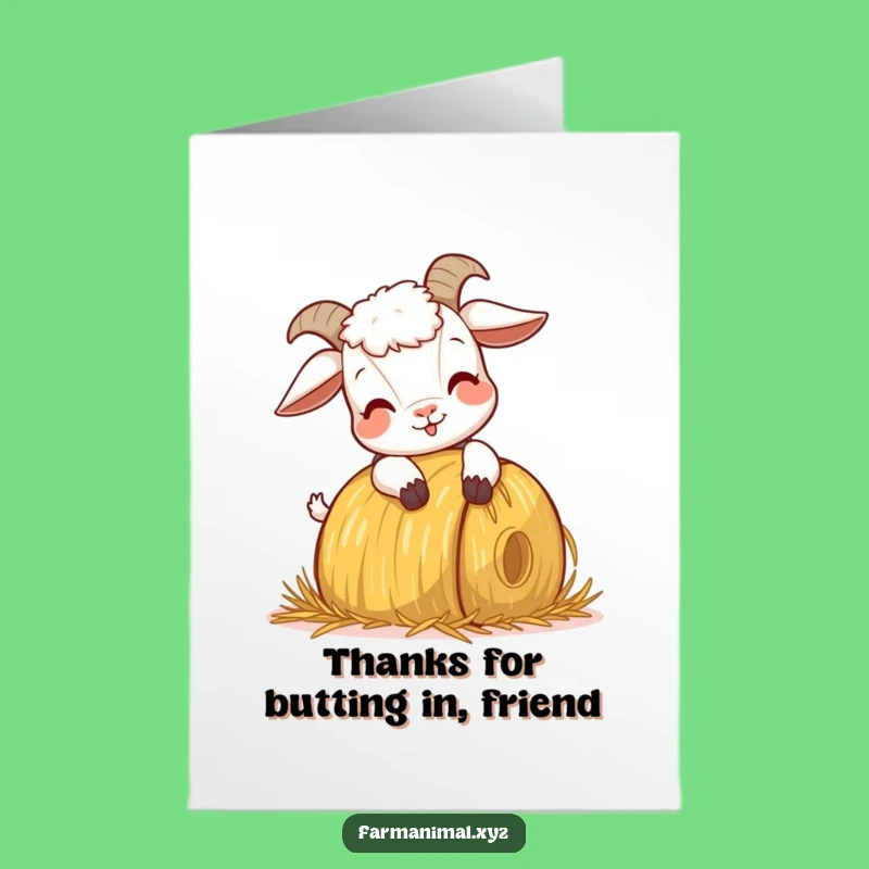 Free Printable Thank You Card: Goat's Energetic Thanks, Grateful Playfulness Downloadable Gift