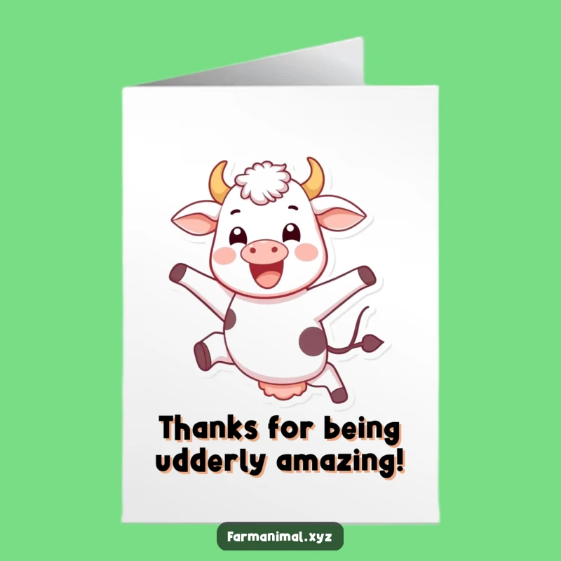 Free Printable Thank You Card: Jumping Cow Gratitude - Hilarious Downloadable Gift!