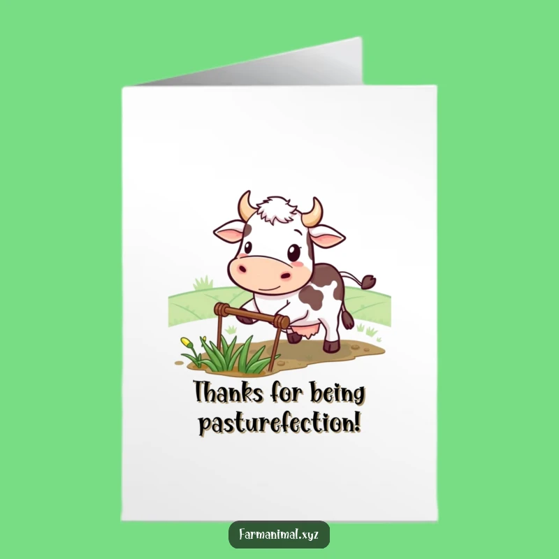 Free Printable Thank You Card: Determined Cow Plowing, a Grateful Downloadable Gift