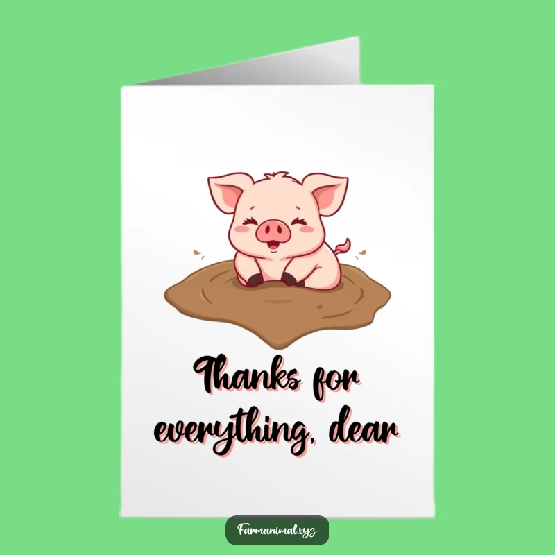 Free Printable Thank You Card: Muddy Heart Pig for a Heartfelt Downloadable Gift