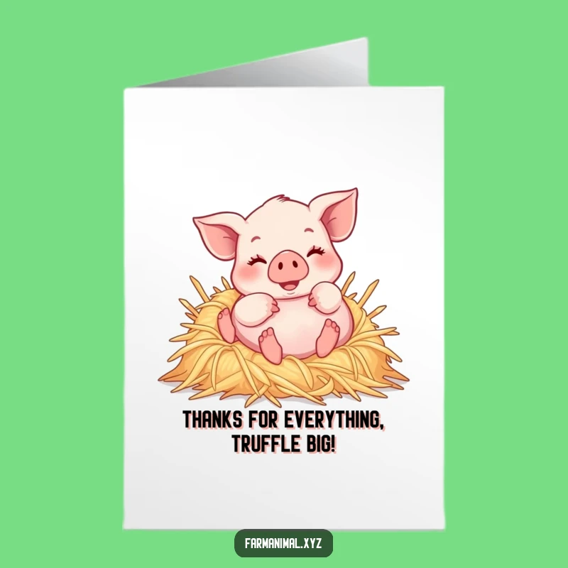 Free Printable Thank You Card: Witty Piglet Straw Playtop, Downloadable Gratitude
