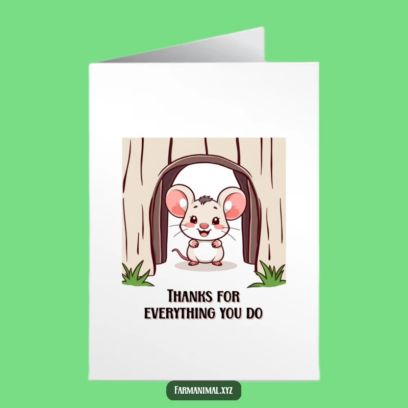 Free Printable Thank You Card: Adorable Mouse Barn Peek, Funny Downloadable Gift