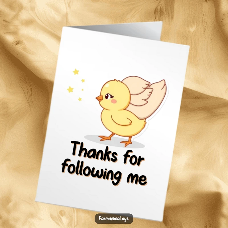 Funny free printable thank you card: A tiny chick chirping happily, conveying heartfelt thanks with undeniable charm.