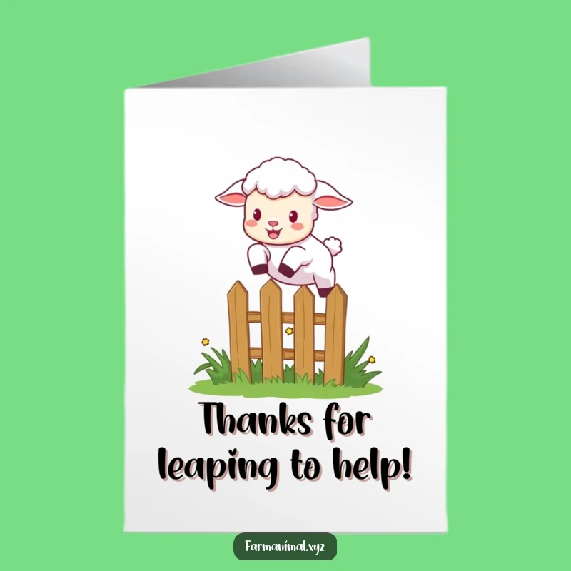Free Printable Thank You Card: Witty Lamb Fence Leap, Downloadable Gratitude
