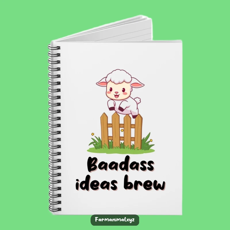 Funny Lamb Leaping Fence Notebook - Jot Down Energetic Ideas