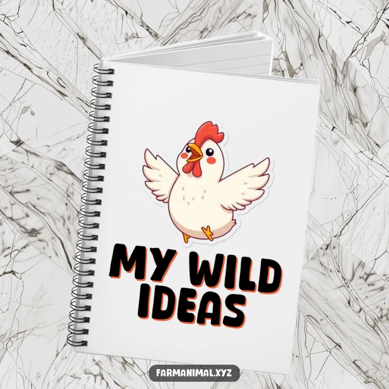 Funny Chicken Notebook: An excited chicken flaps its wings, inspiring energetic thoughts and creative writing.